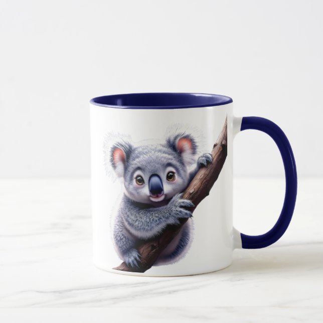 Caneca Un koala mignon accroché à une branche. (Direita)