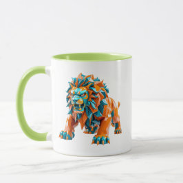 Caneca Un lion féroce sur le point d'attaquer.