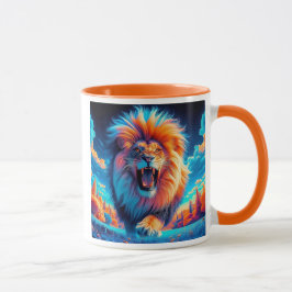 Caneca Un lion impressionnant qui rugit.