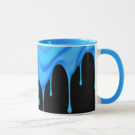 Caneca Un liquide bleu (peinture, crème, glace) coule.