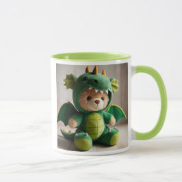 Caneca Un ours en peluche déguisé en dragon.