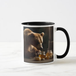 Caneca Un ours se prépare à une dégustation sucrée.