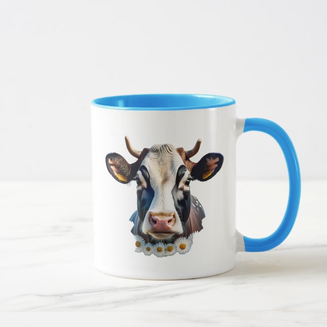 Caneca Un portrait d'une vache au regard paisible. (Direita)
