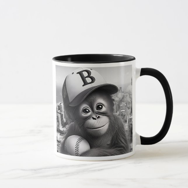 Caneca Un singe fan de baseball. (Direita)
