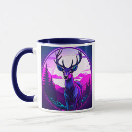 Caneca Un superbe cerf imposant seul dans lea forêt.