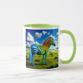 Caneca Un zèbre aux couleurs de l’arc-en-ciel.
