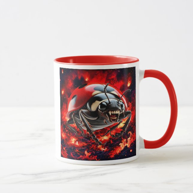 Caneca Une coccinelle monstrueuse et terrifiante. (Direita)