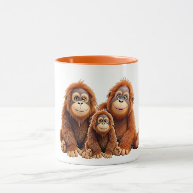 Caneca Une famille d'orang-outan trop mignons. (Centro)