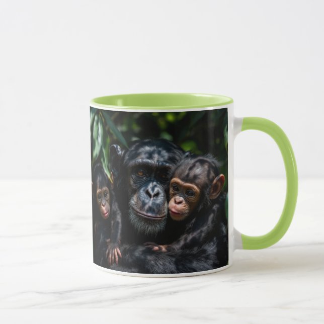 Caneca Une maman singe aime sa famille. (Direita)