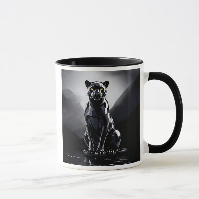 Caneca Une panthère noire aux reflets lumineux. (Direita)