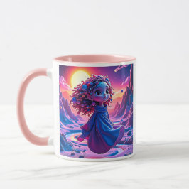 Caneca Une petite fille flotte dans l'espace.