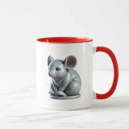 Caneca Une petite souris grise à l'aspect 3D.