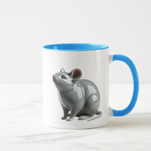 Caneca Une souris en 3D hume des odeurs de nourritures. (Direita)