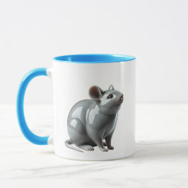 Caneca Une souris en 3D hume des odeurs de nourritures.
