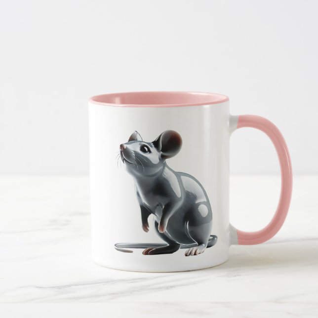 Caneca Une souris mignonne en porcelaine avec reflets. (Direita)
