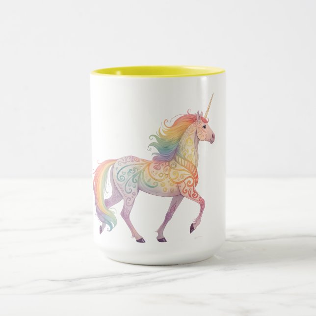 Caneca Unicórnio Arco-Íris Mágico Personalizado  (Centro)