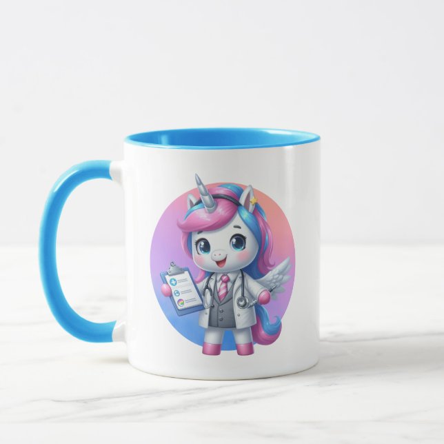 Caneca unicórnio bonito Doutor adicione monograma (Esquerda)