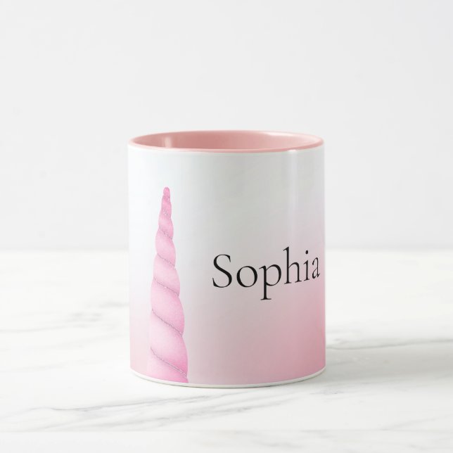 Caneca Unicórnio Branco Rosa Personalizado (Centro)