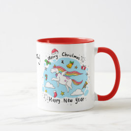 Caneca Unicórnio de Natal do bobo com Dom de Nome Amigo