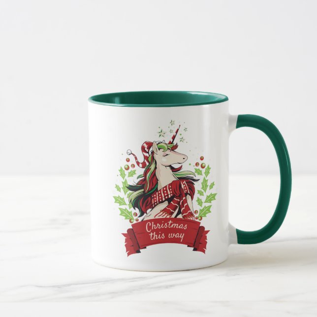 Caneca Unicórnio de Natal Mágico (Direita)