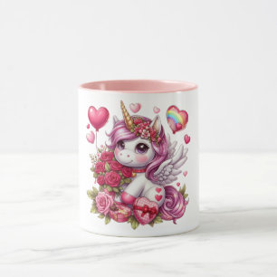 Caneca unicórnio Dia de os namorados bonito