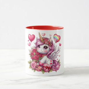Caneca unicórnio Dia de os namorados bonito
