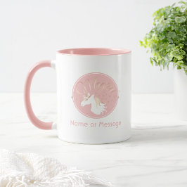 Caneca Unicórnio Mágico Moderno Rosa Personalizado para C
