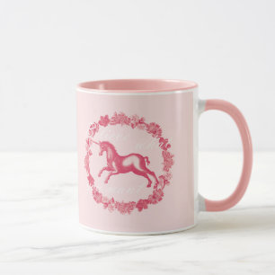 Caneca Unicórnio rosa e flores