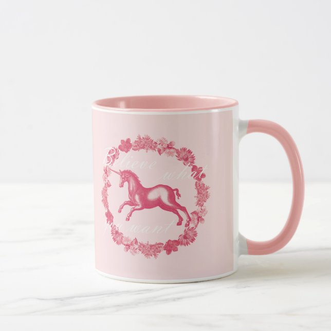 Caneca Unicórnio rosa e flores (Direita)
