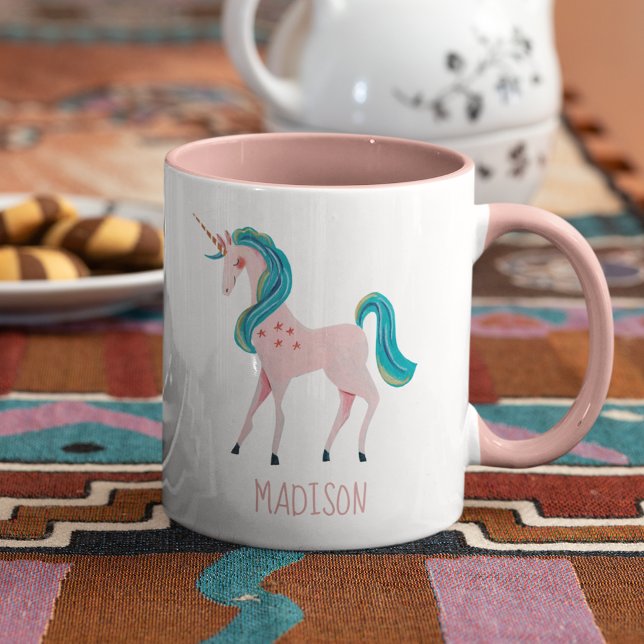 Caneca Unicórnio Rosa fofo meninas crianças (Criador carregado)