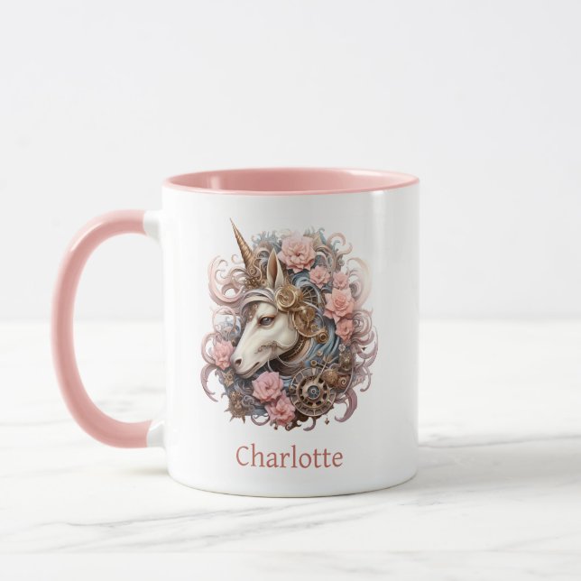 Caneca Unicórnio Rosa Personalizado Fancy  (Esquerda)