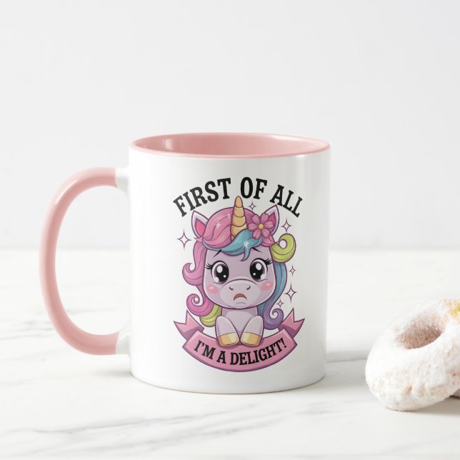 Caneca unicórnio Sassy Sulky (Com Donut)