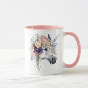 Caneca Unicórnio Vestido Floral
