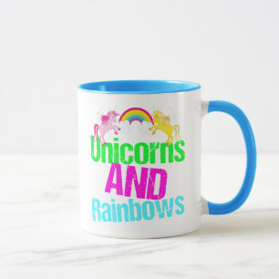 Caneca Unicórnios bonitos e arcos-íris