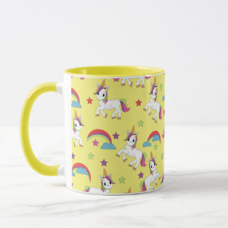 Caneca Unicórnios Cute Yellow