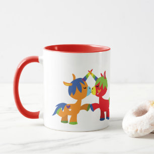 Caneca Unicórnios LGBTQIA de Desenho Animado Fofo