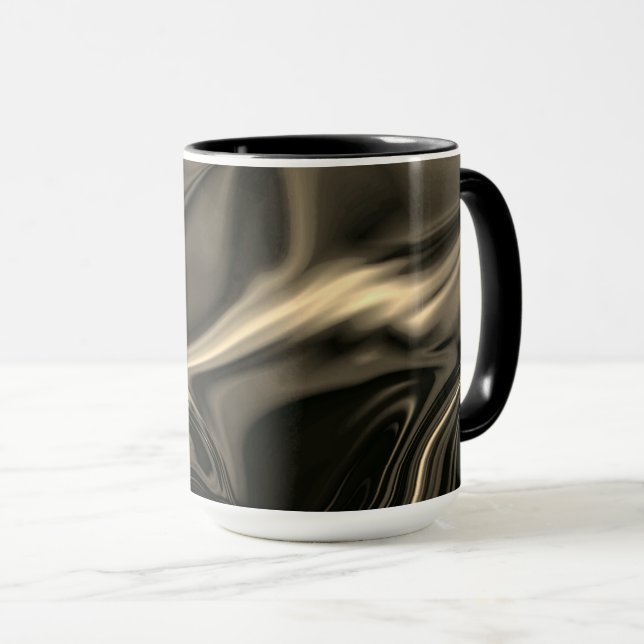 Caneca Uniões de sépias metálicas sobre fundo escuro (Frente Esquerda)