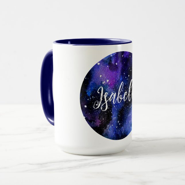 Caneca Universo Púrpura de Watercolor (Frente Esquerda)