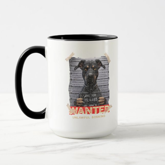 Caneca Unlawful Barking: The Doberman's Stern Warning (Esquerda)