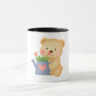 Caneca ursinho de amantes de flores.