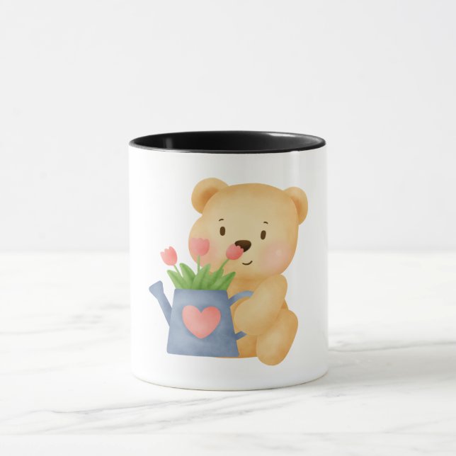 Caneca ursinho de amantes de flores. (Centro)
