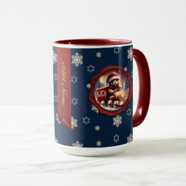 Caneca Ursinho de Natal - Banner personalizado azul