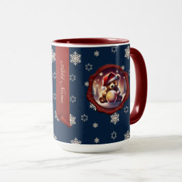 Caneca Ursinho de Natal Banner Personalizado Banner Azul