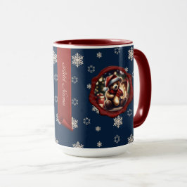 Caneca Ursinho de Natal empilhando faixa personalizada az