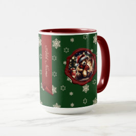 Caneca Ursinho de Natal estocando faixa personalizada ver