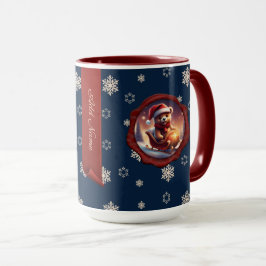 Caneca Ursinho de Natal - Leigh Personalizado Banner Azul