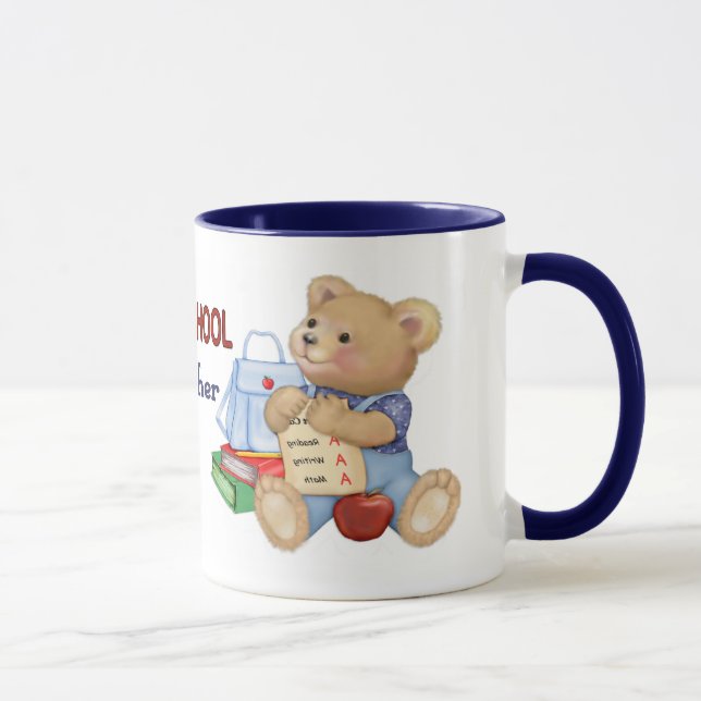 Caneca Ursinho dos Dias Escolares - Professora da Pré-Esc (Direita)