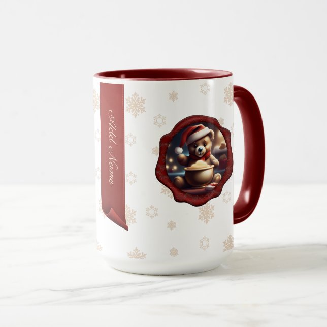 Caneca Ursinho Natal Porridge Personalizado Banner Branco (Frente Esquerda)