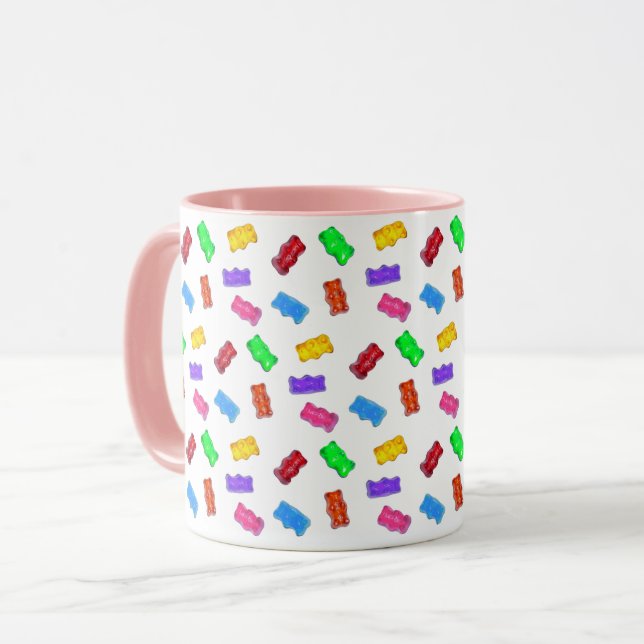 Caneca Ursinhos doces multicoloridos em branco (Frente Esquerda)