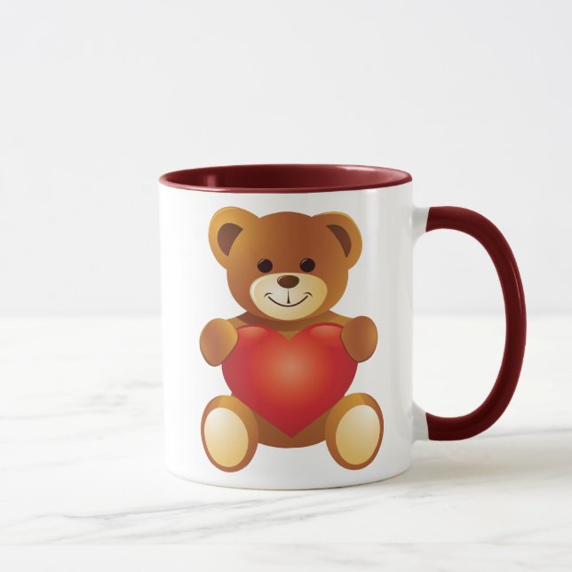 Caneca Urso bonito bonito que guardara um coração do amor (Direita)